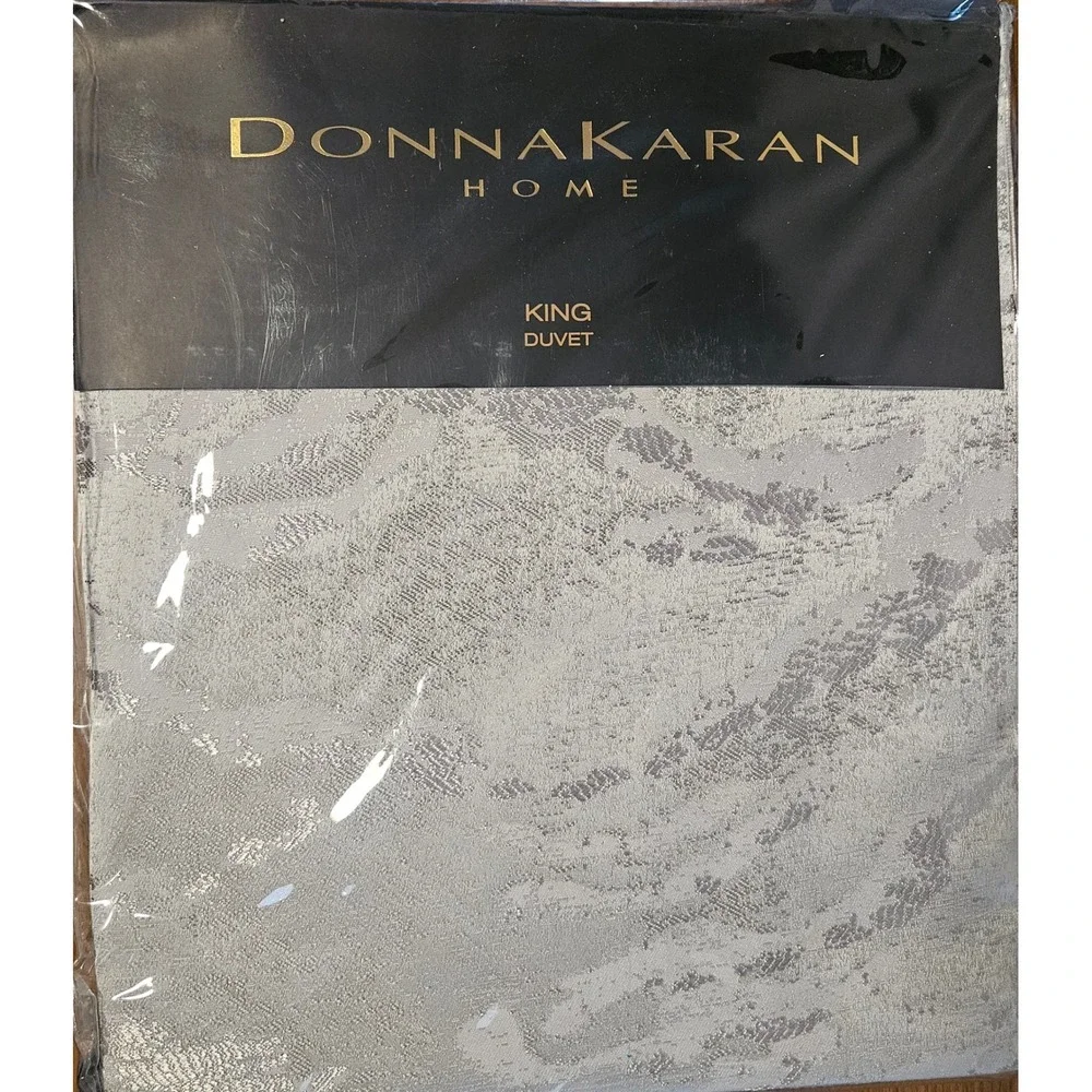 Donna Karan Home Luna Collection KING Duvet Cover Silver Gray Jacquard Woven
